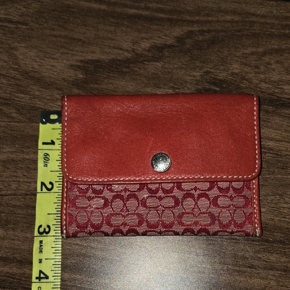 Coach Red Wallet with Signature Design - Picture 7 of 13